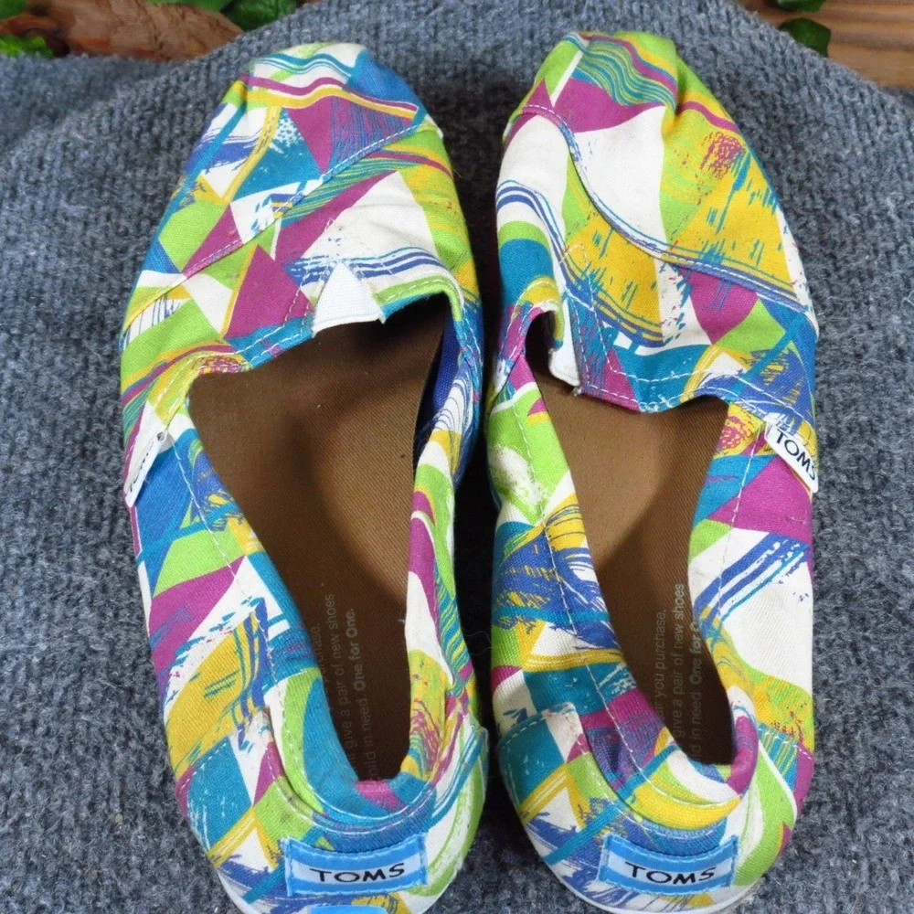 TOMS Alpargata Women Slip On Shoes Size 9 Everyday Geometric Abstract Multi